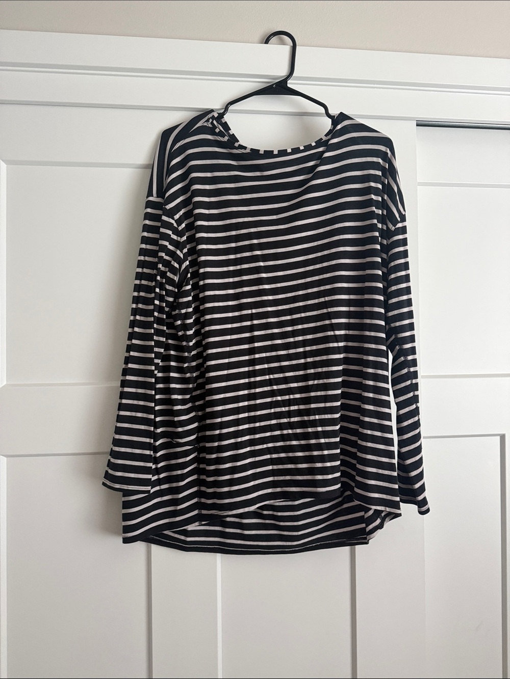lululemon athletica Black and White Striped Long Sleeve Top